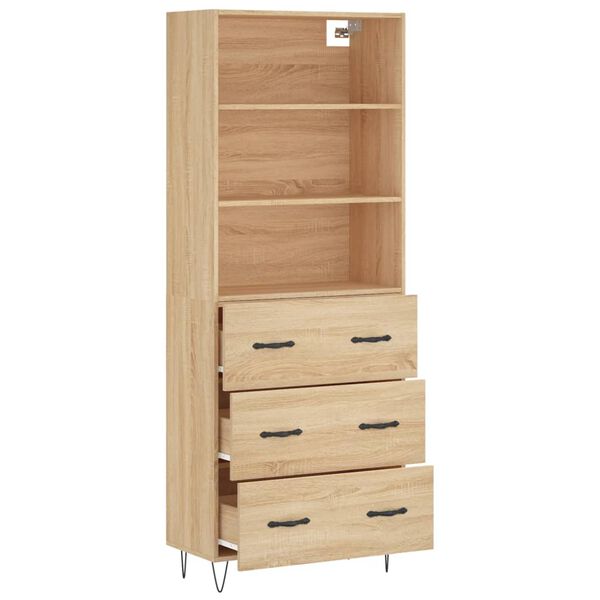 vidaXL Aparador alto madera contrachapada color roble 69,5x34x180 cm