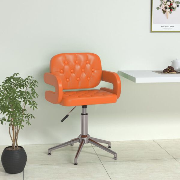 vidaXL Silla de comedor giratoria de cuero sint&eacute;tica naranja