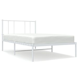 vidaXL Estructura cama sin colch&oacute;n con cabecero metal blanco 75x190 cm
