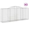 vidaXL Cestas de gaviones 3 uds forma de arco hierro 300x50x120/140 cm