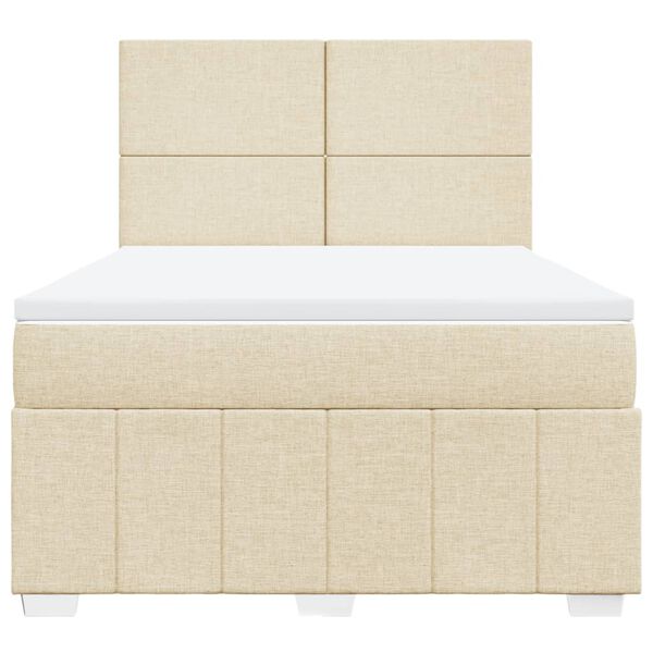 vidaXL Cama box spring con colch&oacute;n tela color crema 140x190 cm