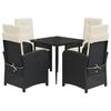 vidaXL Set de muebles jard&iacute;n 5 pzas con cojines rat&aacute;n sint&eacute;tico negro