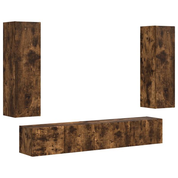 vidaXL Conjunto de mueble de TV 3 pcs Roble ahumado