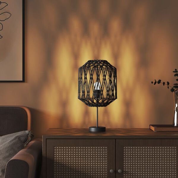 vidaXL Pantalla de lámpara hierro y papel negra Ø23x28 cm