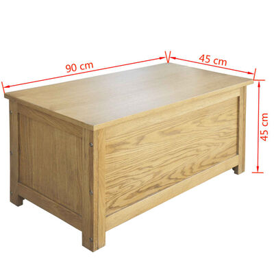vidaXL Caja de almacenamiento de madera maciza de roble 90x45x45 cm