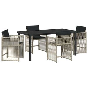 vidaXL Conjunto de Comedor de Jard&iacute;n 5 pcs Gris Claro rat&aacute;n sint&eacute;tico