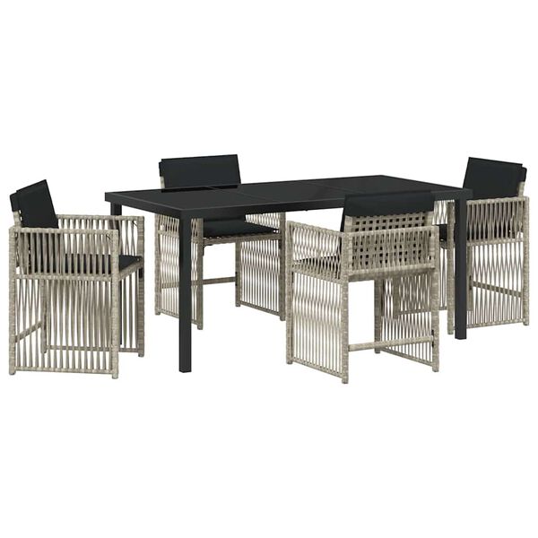 vidaXL Conjunto de Comedor de Jard&iacute;n 5 pcs Gris Claro rat&aacute;n sint&eacute;tico