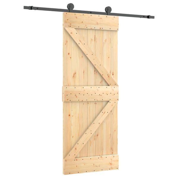 vidaXL Puerta corredera con herrajes madera maciza de pino 85x210 cm