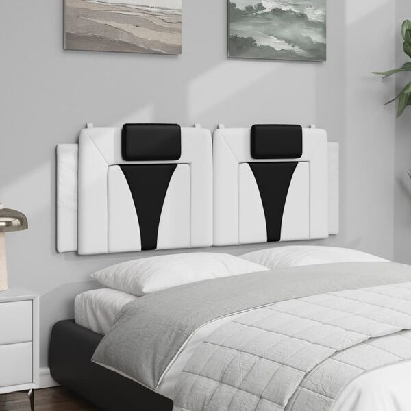 vidaXL Cabecero de cama acolchado Viana cuero sint&eacute;tico blanco negro 140 cm