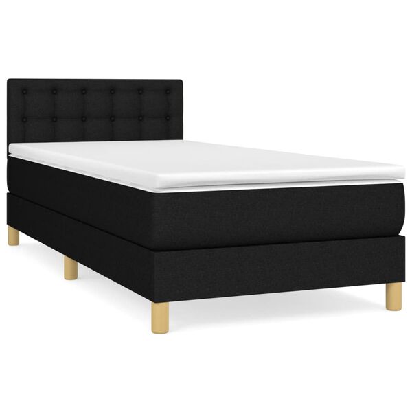 vidaXL Cama box spring con colch&oacute;n tela negro 90x200 cm