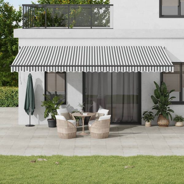vidaXL Toldo retr&aacute;ctil autom&aacute;tico gris antracita y blanco 600x350 cm