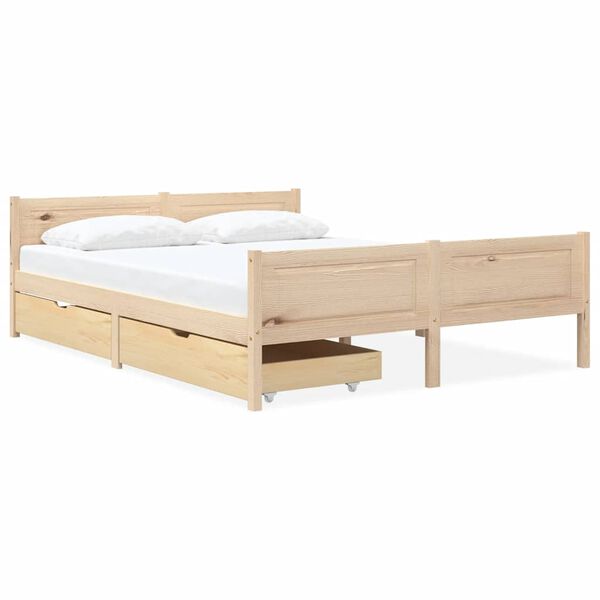 vidaXL Estructura de cama con 2 cajones madera maciza pino 160x200 cm