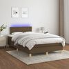 vidaXL Cama box spring con colch&oacute;n y LED tela marr&oacute;n oscuro 120x200 cm