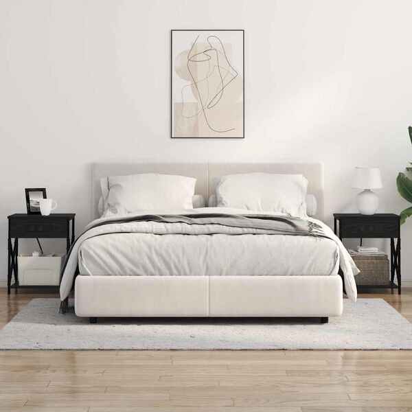 vidaXL Armario de Noche 2 pcs Roble Negro 41 x 31 x 51 cm