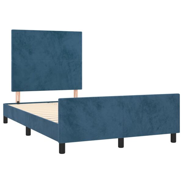 vidaXL Estructura de cama sin colch&oacute;n terciopelo azul oscuro 120x190cm