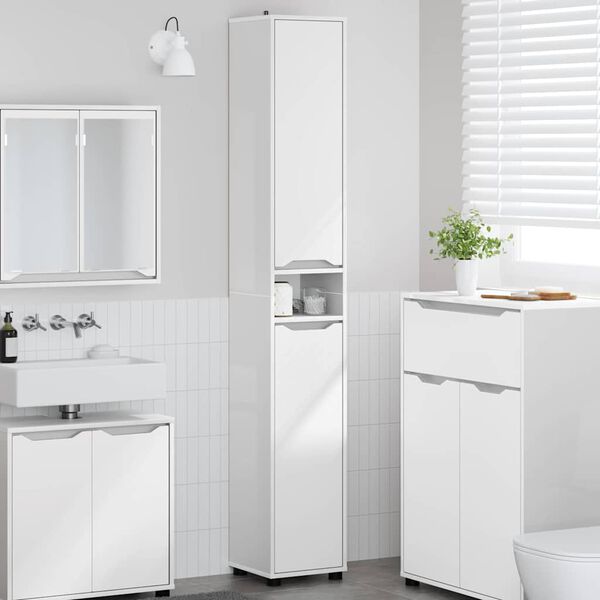 vidaXL Gabinete de Baño con estante brillante 30,5 x 30 x 195 cm