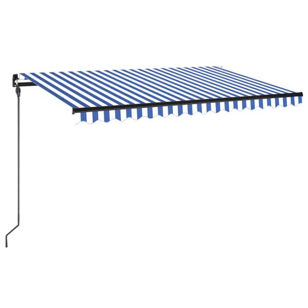 vidaXL Toldo manual retr&aacute;ctil con LED azul y blanco 450x300 cm