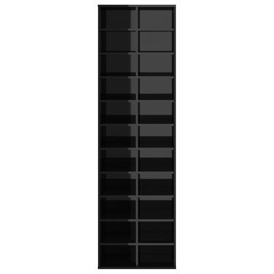vidaXL Mueble zapatero de contrachapada negro brillo 54x34x183 cm