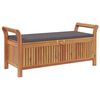 vidaXL Banco almacenaje jard&iacute;n con coj&iacute;n madera maciza de acacia 126cm