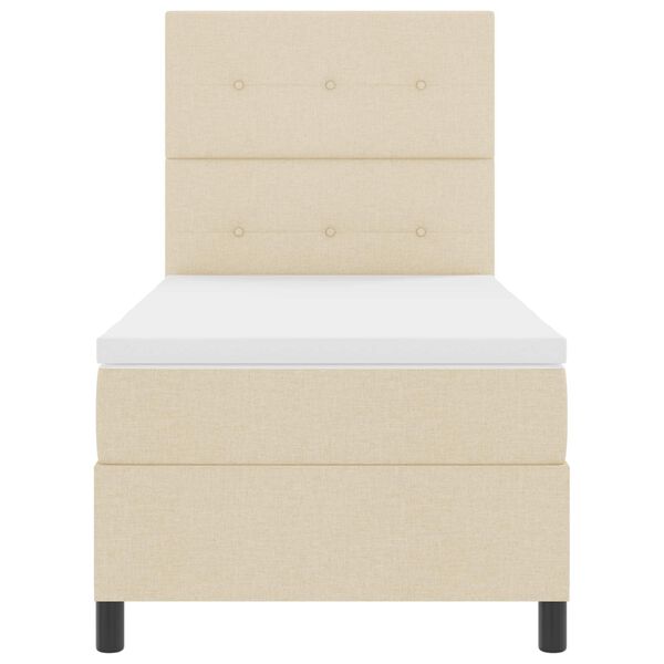 vidaXL Cama tipo Box Spring con colch&oacute;n con LED Crema 90 x 190 cm tela