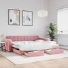 vidaXL Sof&aacute; cama nido con cajones terciopelo rosa 90x200 cm