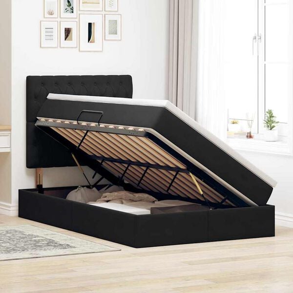 vidaXL Cama con almacenamiento y LED Negro 120 x 190 cm Terciopelo