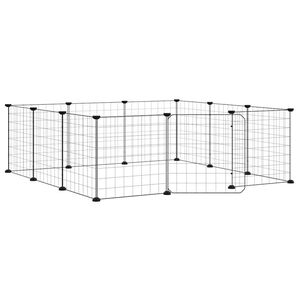 vidaXL Jaula para mascotas de 12 paneles con puerta negro 105x105x35cm