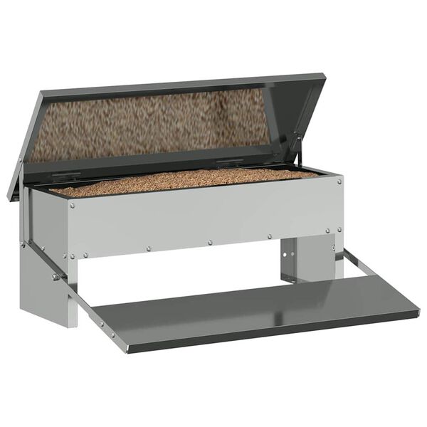vidaXL Comedero de Pedal para Pollos Plateado 48,5 x 39,5 x 19 cm