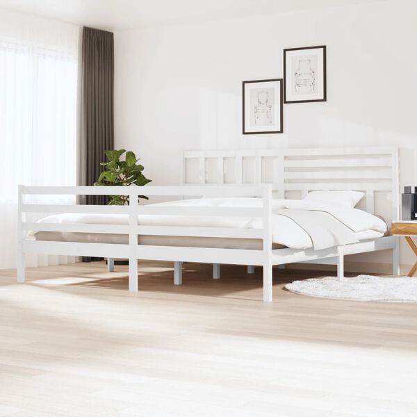 vidaXL Estructura cama de madera maciza blanca super king 180x200 cm