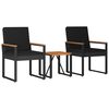 vidaXL Juego de muebles de exterior 3 uds. Negro rat&aacute;n sint&eacute;tico