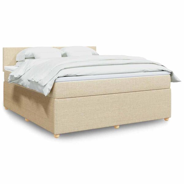 vidaXL Cama box spring con colch&oacute;n tela color crema 180x200 cm