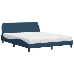 vidaXL Cama con colch&oacute;n Dover de tela azul 160x200 cm