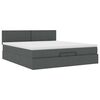 vidaXL Estructura de cama otomana con colch&oacute;n gris oscuro 200x200 cm
