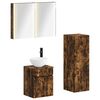 vidaXL Juego de muebles de ba&ntilde;o 4 pcs Roble Ahumado