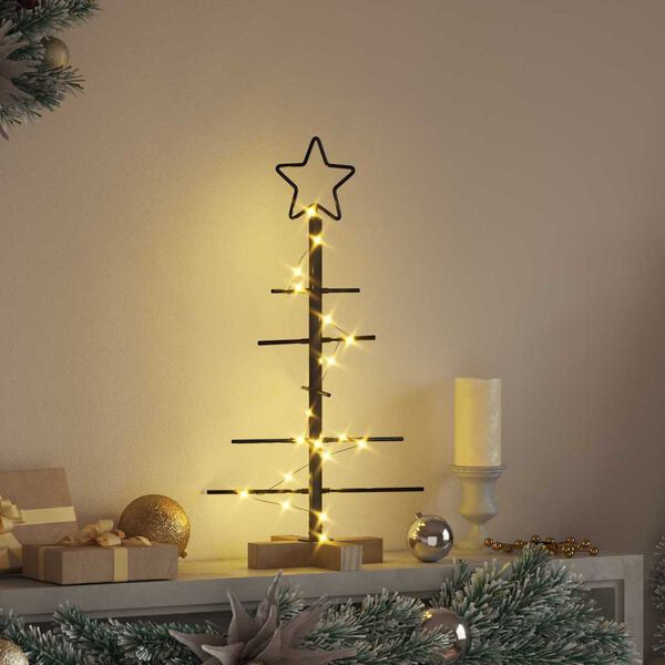 vidaXL &Aacute;rbol de Navidad de metal con soporte Negro 59,5 cm