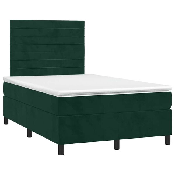 vidaXL Cama box spring con colch&oacute;n terciopelo verde oscuro 120x200 cm