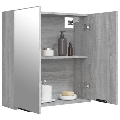 vidaXL Armario de baño con espejo color gris Sonoma 64x20x67 cm