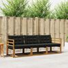 vidaXL Conjunto de sof&aacute;s de exterior con coj&iacute;n 3 pcs Natural y negro