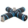 vidaXL Túnel para gatos con 4 salidas poliéster negro y azul 132 cm