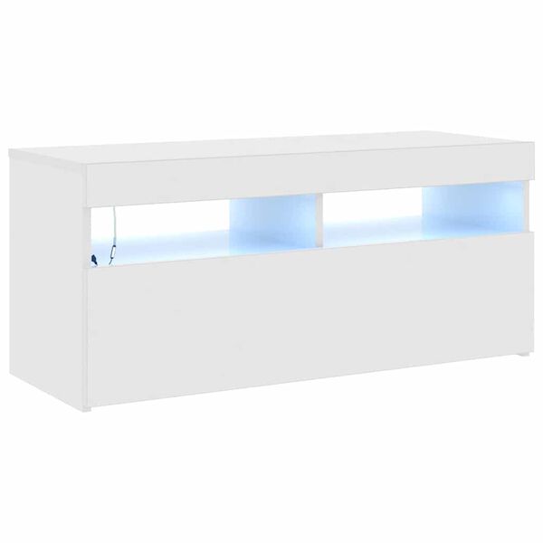 vidaXL Mueble de TV con luces LED blanco brillante 90x35x40 cm