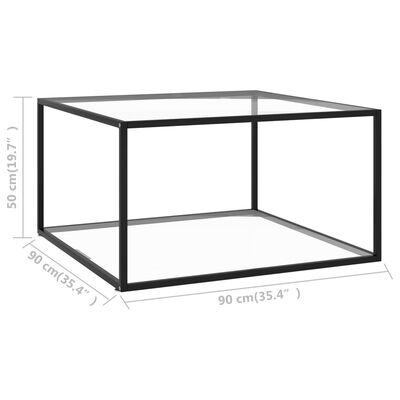 vidaXL Mesa de centro con vidrio templado negra 90x90x50 cm