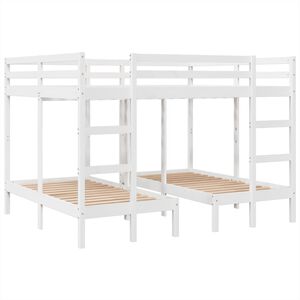 vidaXL Litera triple madera maciza de pino blanca 160x200/80x160 cm