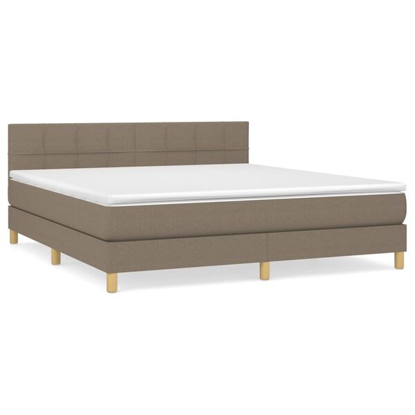 vidaXL Cama box spring con colch&oacute;n tela gris taupe 180x200 cm