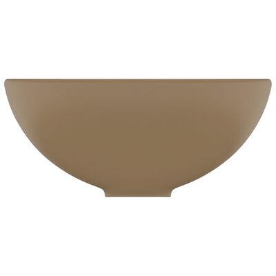 vidaXL Lavabo de lujo redondo cerámica crema mate 32,5x14 cm