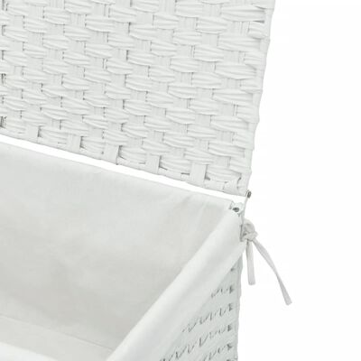 vidaXL Cesto ropa sucia con tapa ratán sintético blanco 55,5x35x34 cm