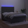 vidaXL Cama box spring colch&oacute;n y LED terciopelo gris oscuro 140x190 cm
