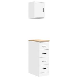 vidaXL Armarios 2 uds para garaje madera de ingenier&iacute;a blanco