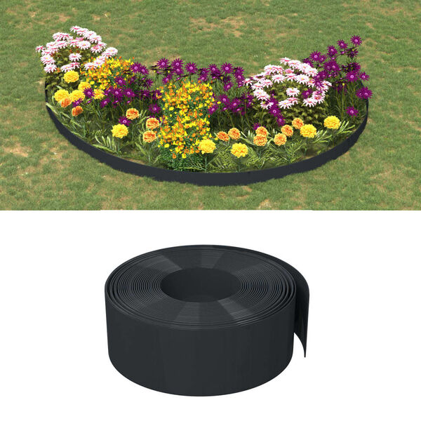 vidaXL Borduras de jardín 2 uds polietileno negro 10 m 20 cm