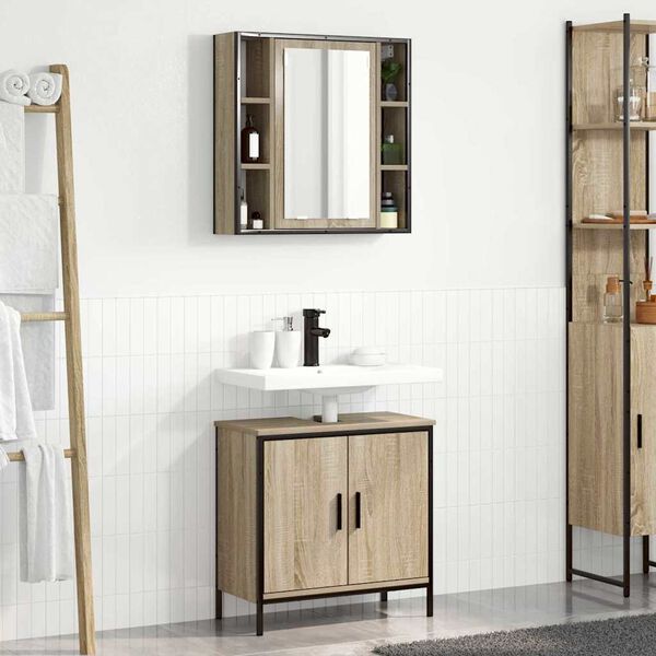 vidaXL Juego de muebles de ba&ntilde;o 2 pcs Marr&oacute;n Madera contrachapada