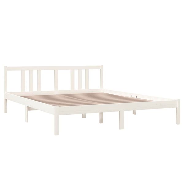 vidaXL Estructura de cama sin colch&oacute;n madera maciza blanco 160x200 cm